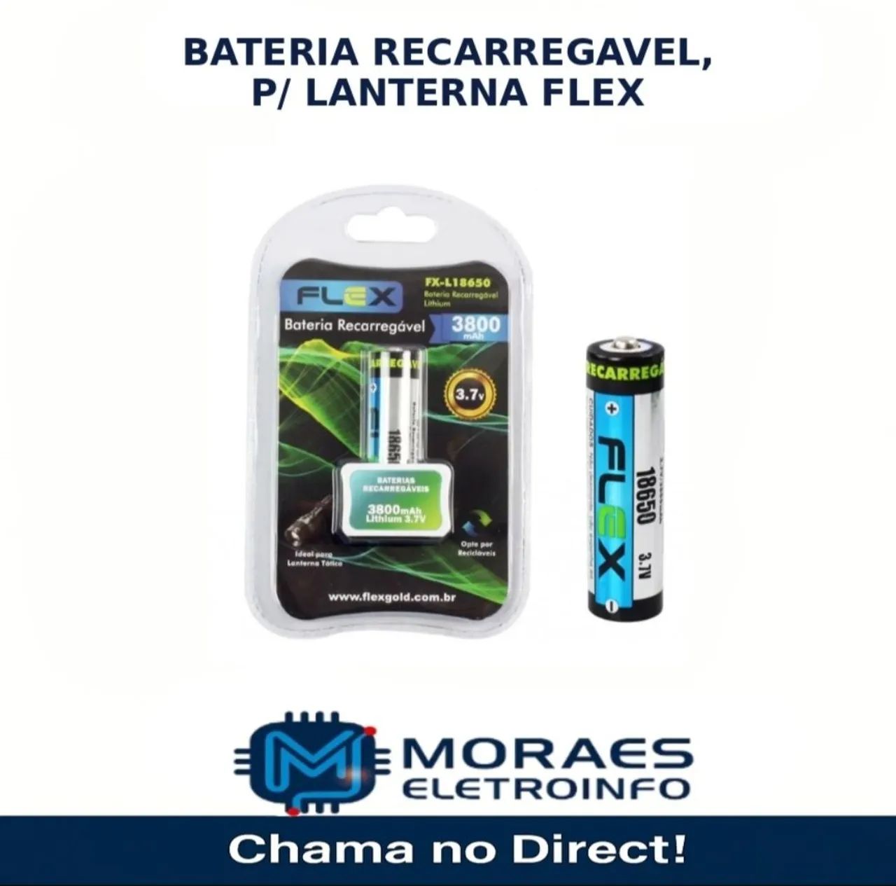 Bateria Recarregável  Flex 18650 3,7v 3800mha