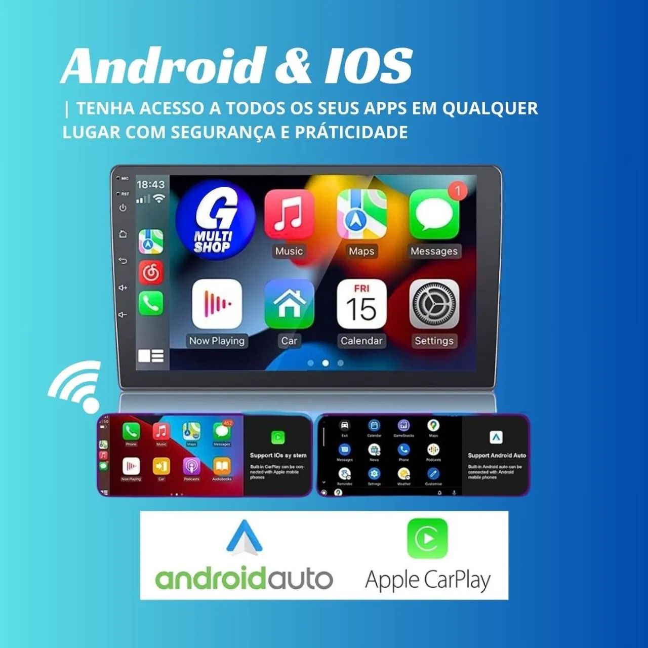 Central Multimídia Android 9 polegadas 2 Din car play android auto + camera ré - Foto 2