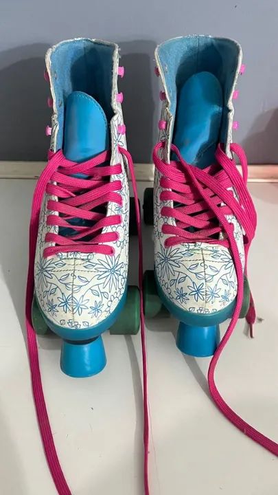 Patins Infantil com Rodinhas - Floral - Foto 2