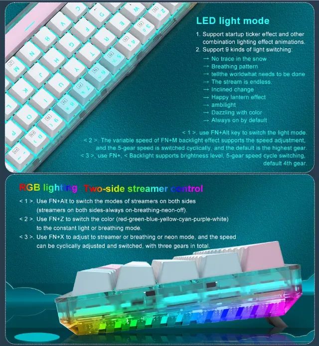 Teclado Mecânico 60% E-Yooso Z11T Switch Vermelho 61 teclas Padrão BR. - Foto 3