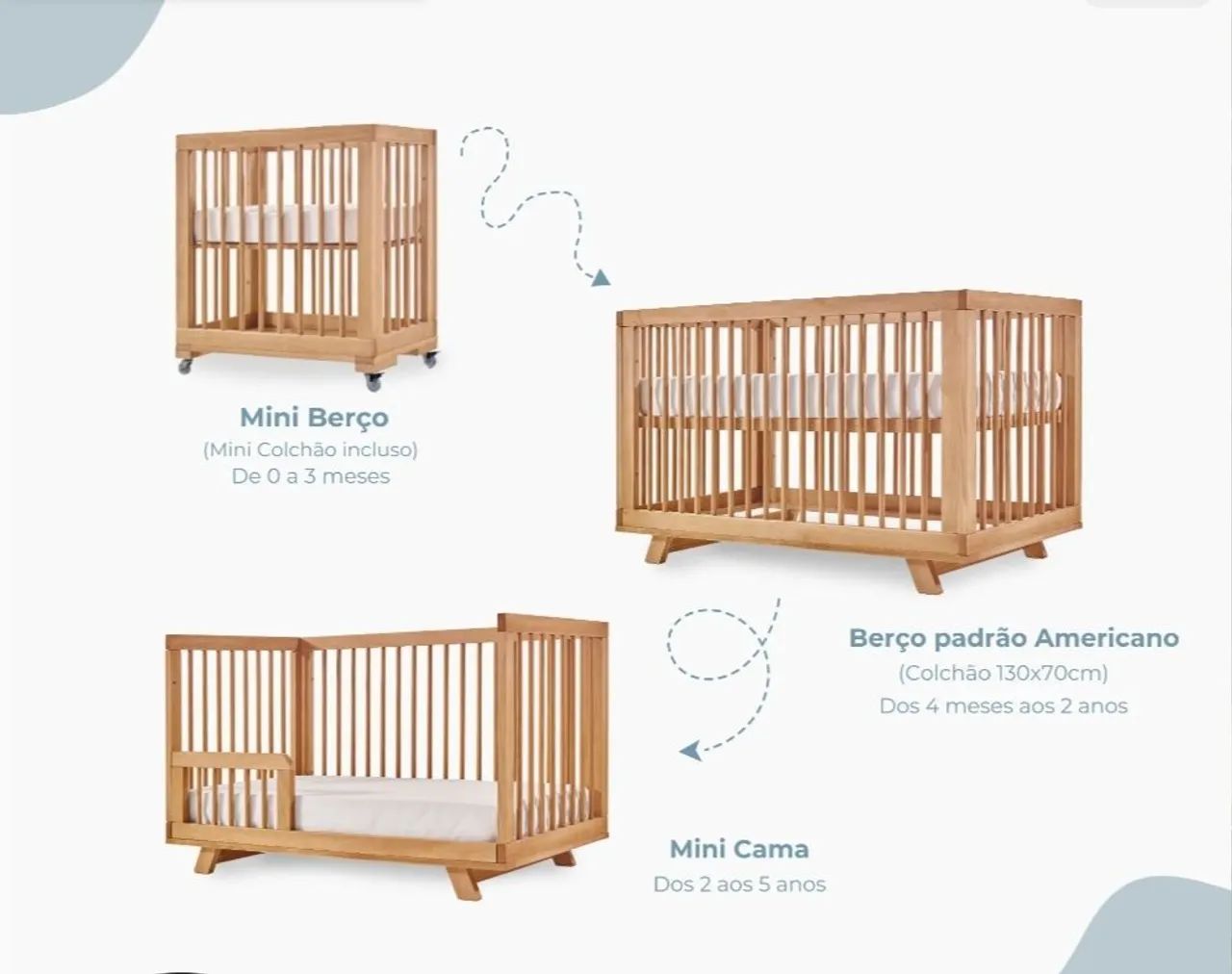 Berço, Mini Cama e Berço Americano - Madeira Natural!