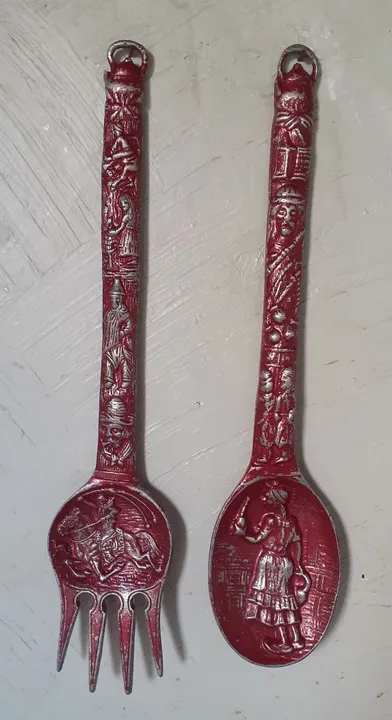 Colher garfo metal decorativo enfeite vintage