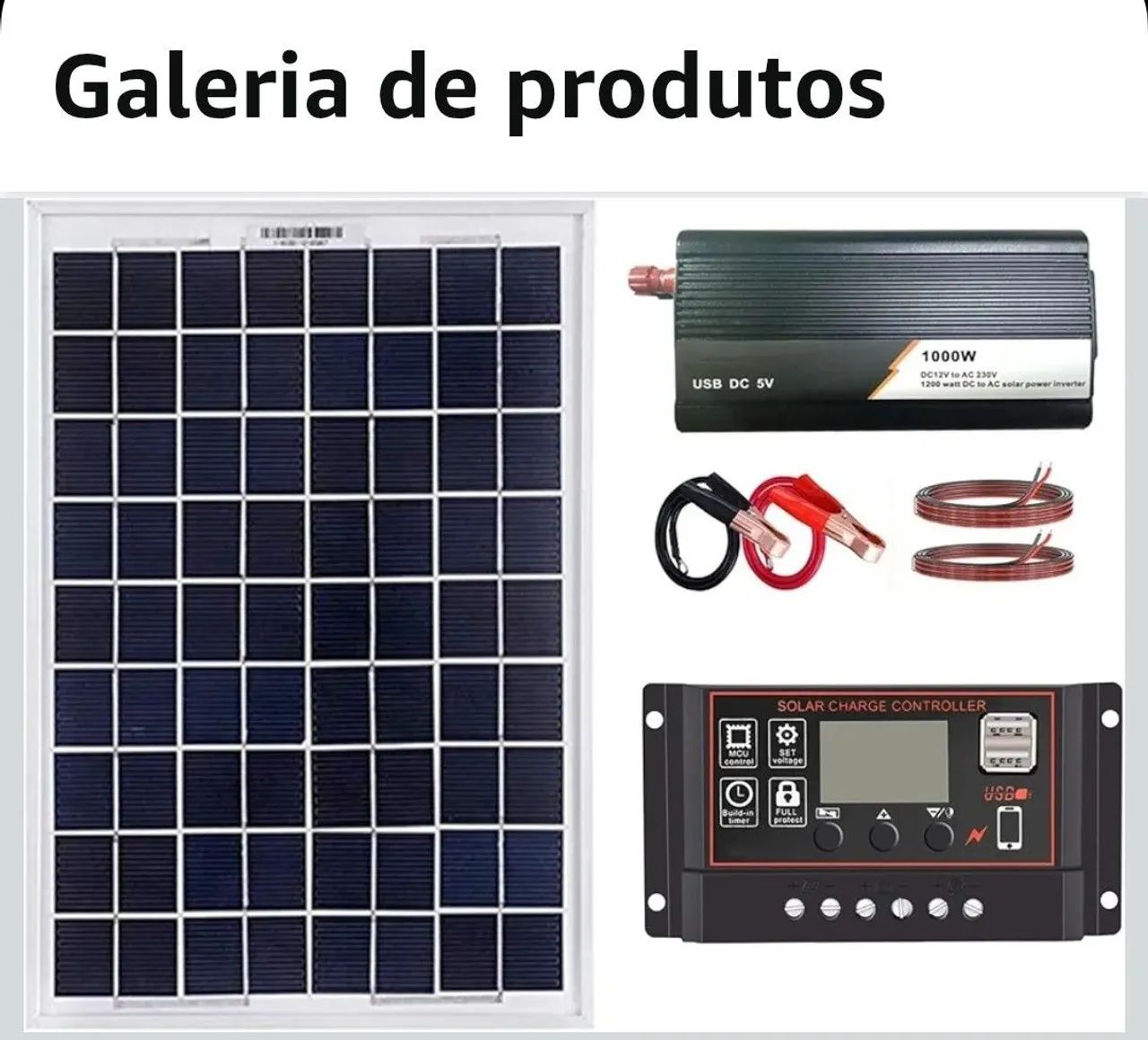 Kit Energia Solar Portátil Completo: Painel, Inversor e Controlador