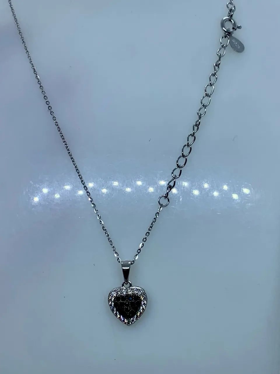 Colar Prata 925 Coração com Pedras - Foto 3