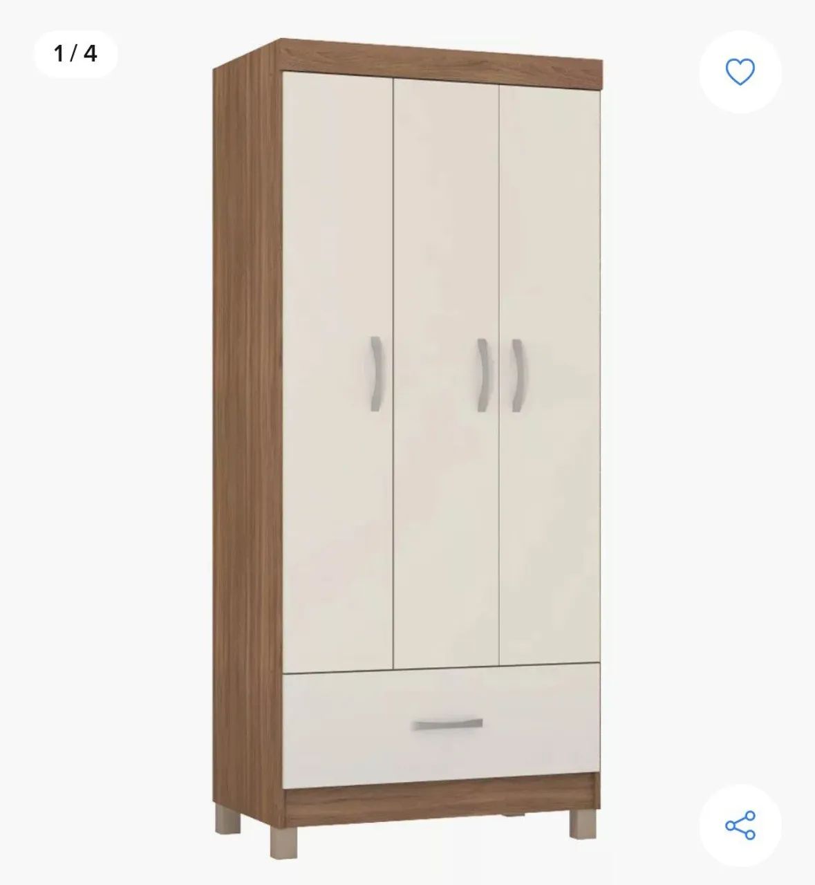 Guarda-Roupa 3 Portas com 1 Gaveta - Novo