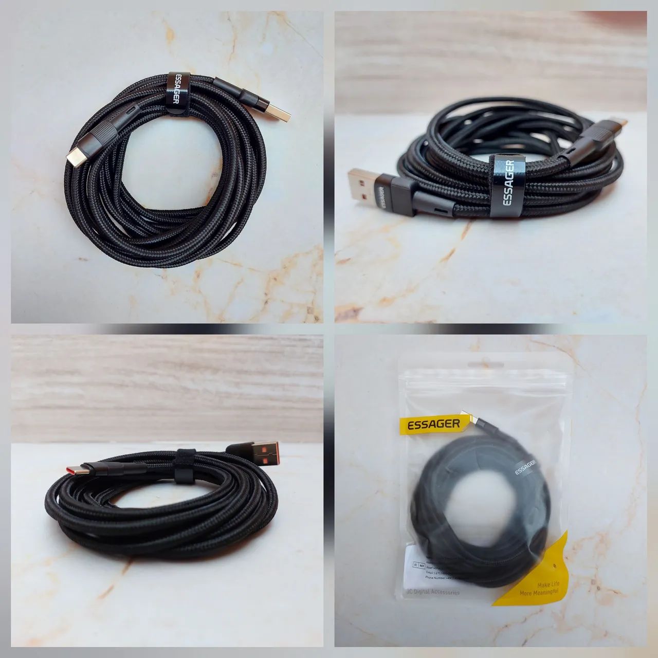 Essager Cabo USB A para USB C Reforçado Resistente 3 metros