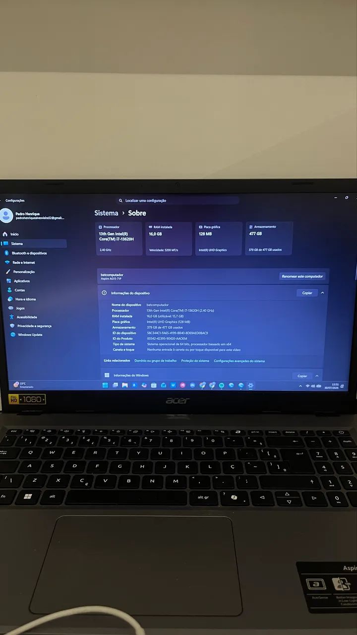 NOTEBOOK ACER ASPIRE GO 15 - I7 13ºth 