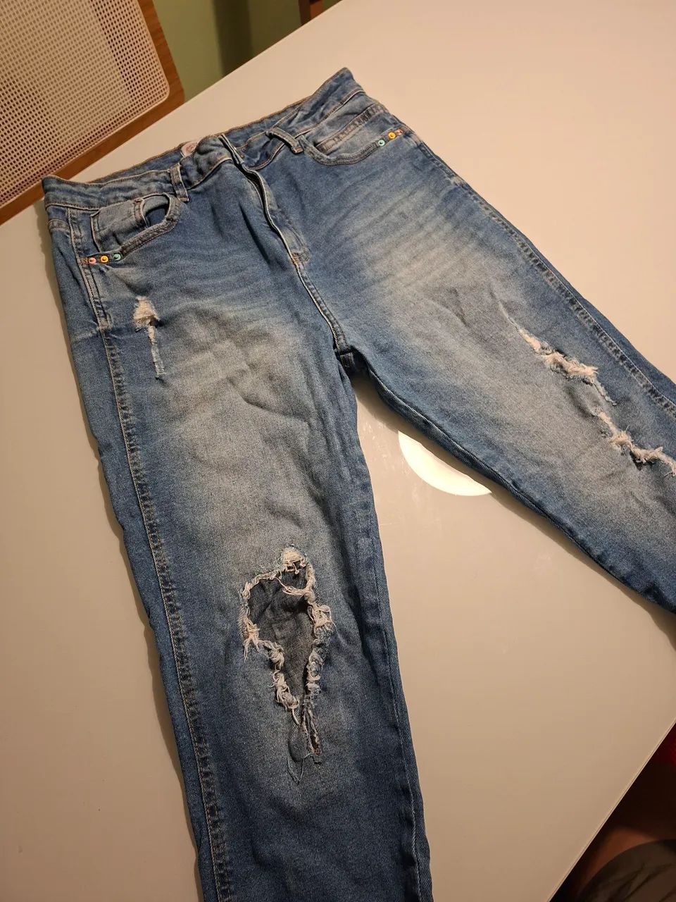 Calça Jeans Skinny Marisa Y2K Destroyed Apliques 44 - Foto 5