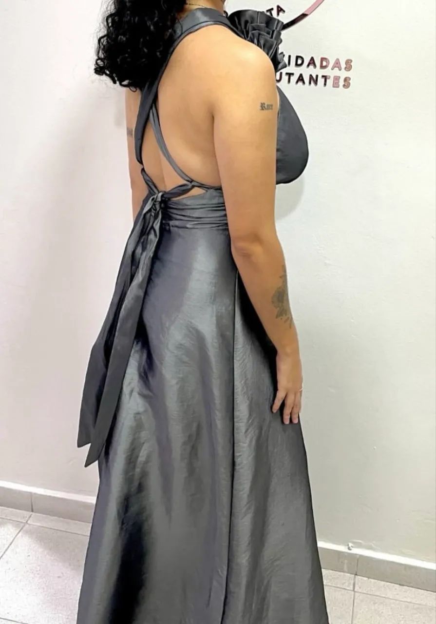 Vestido tafetá prata - Foto 2