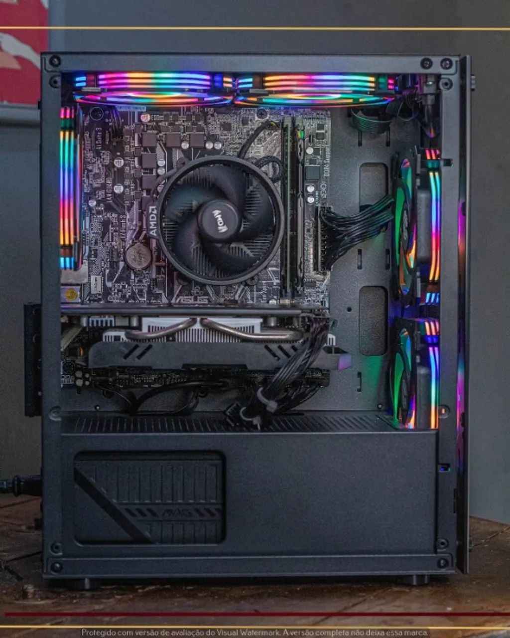 Computador Ryzen 3 2200G, 16gb, NVMe 128gb+HD 2tb, RX 580 8gb, Fonte MSI 500W - Foto 5