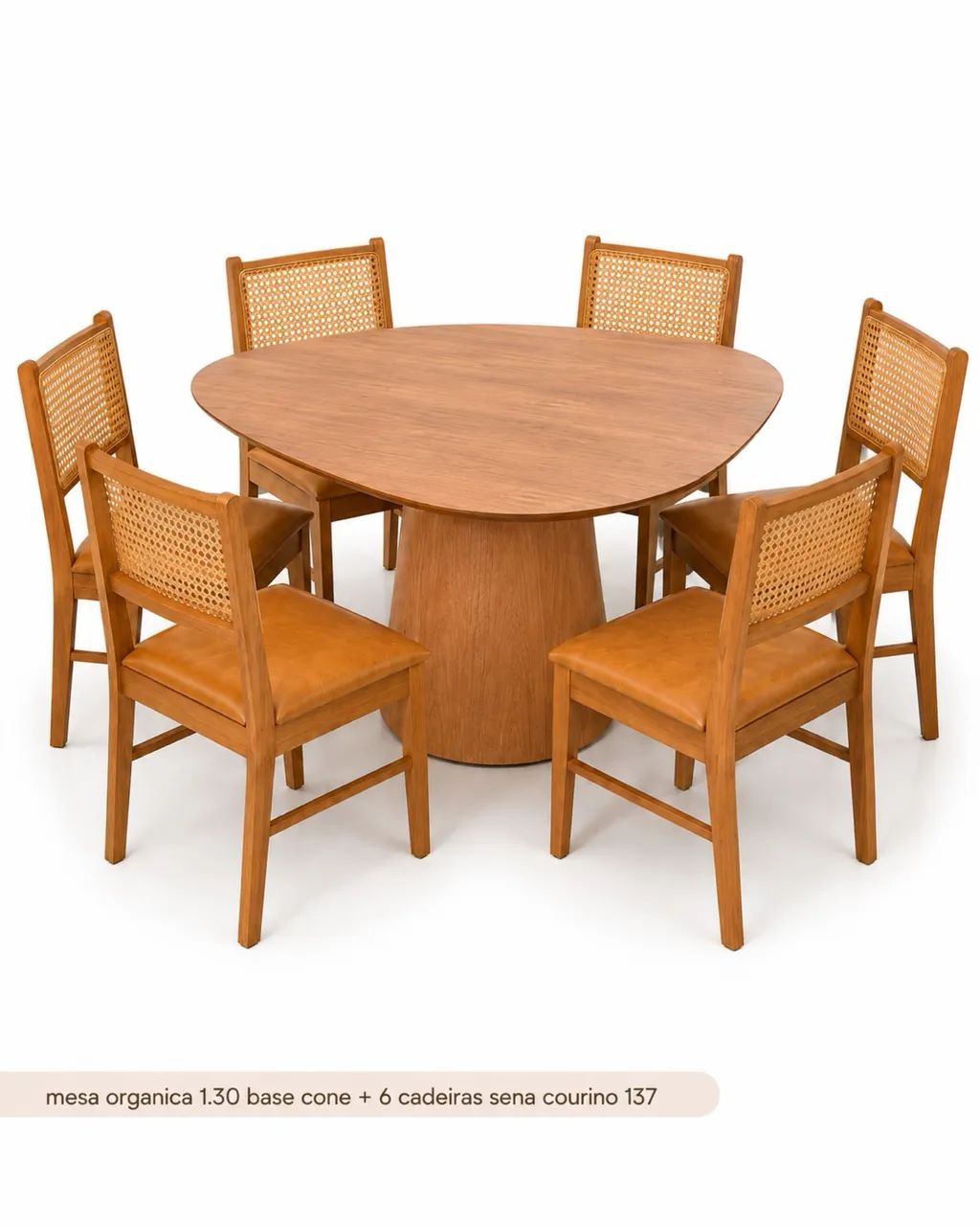 Mesa de Jantar Orgânica 130x130 Com 6 Cadeiras  - Foto 2