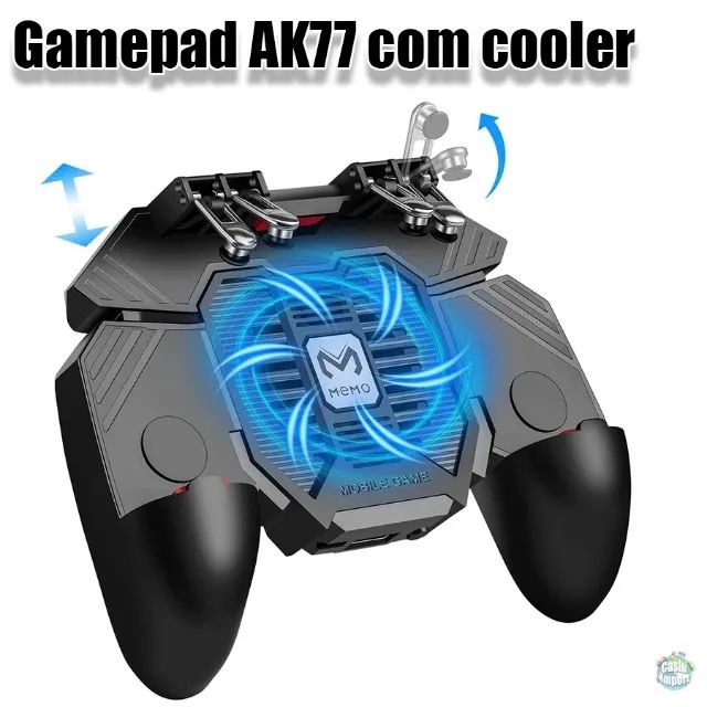 Gamepad ak77 com 4 gatilhos e cooler para celular