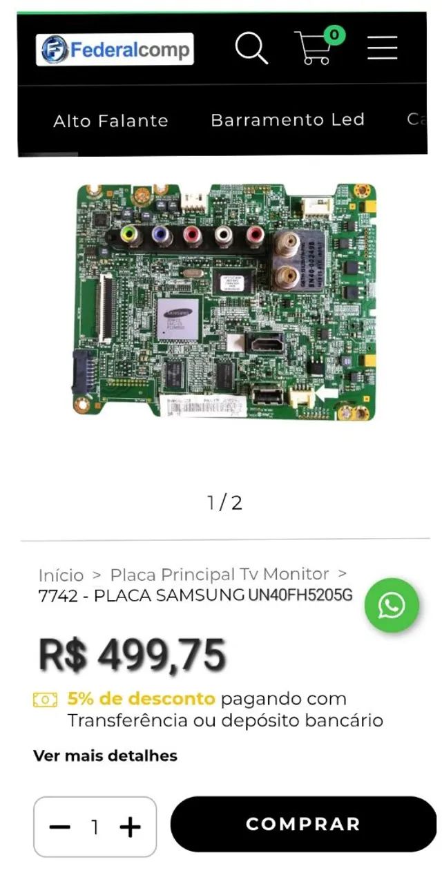 Placa mãe TV Samsung 40" UN40FH5205G / BN91-11968K + cabo