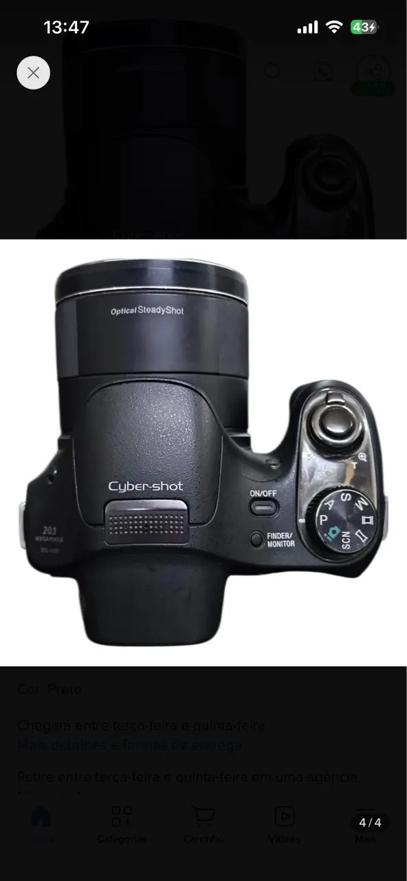 Câmera Sony Cyber Shot H400 63 X Zoom Compacta Seminova. (Usado