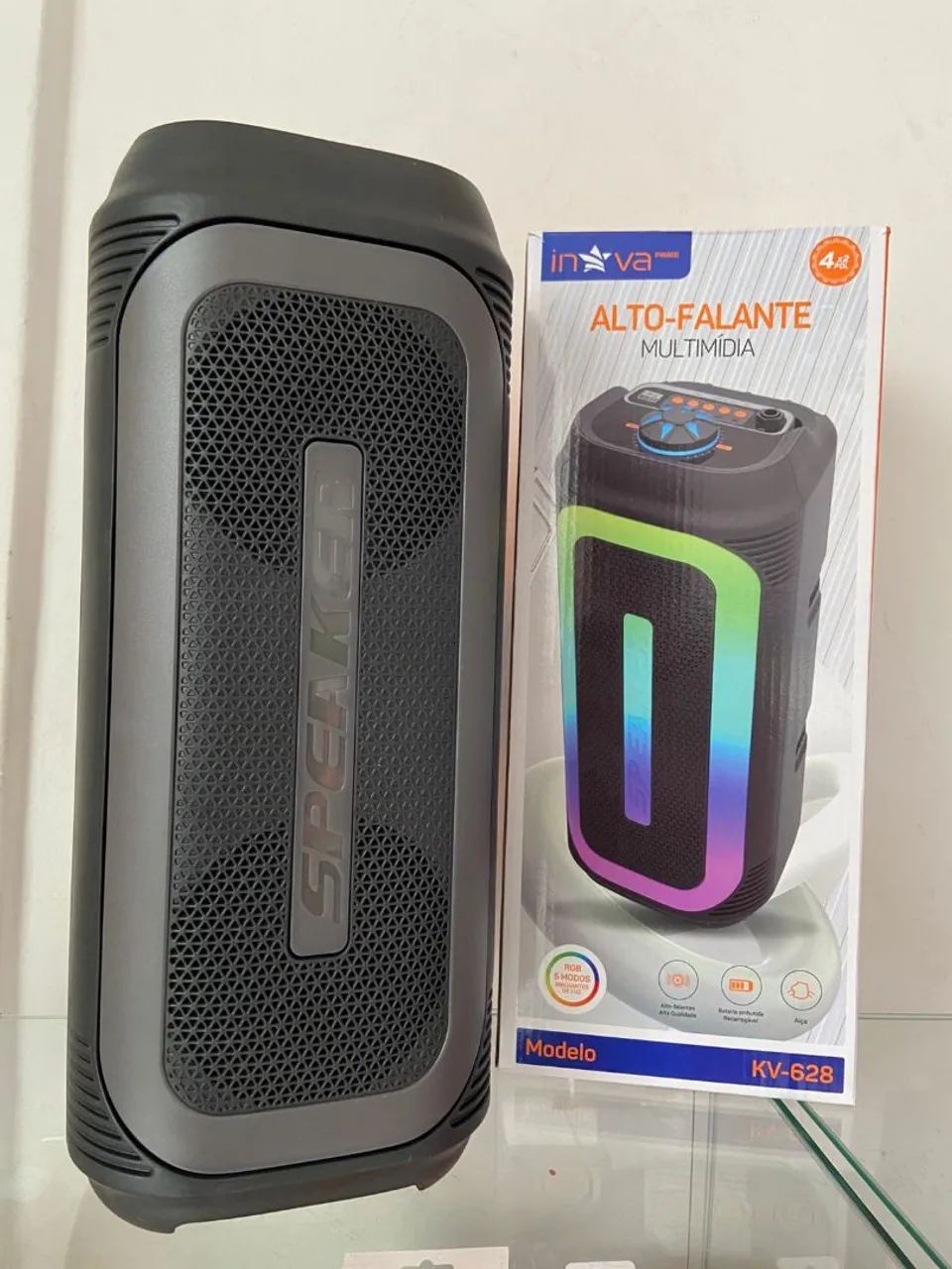 Caixa de Som Alto-Falante Bluetooth Led RGB - KV-628 iNova - Foto 2
