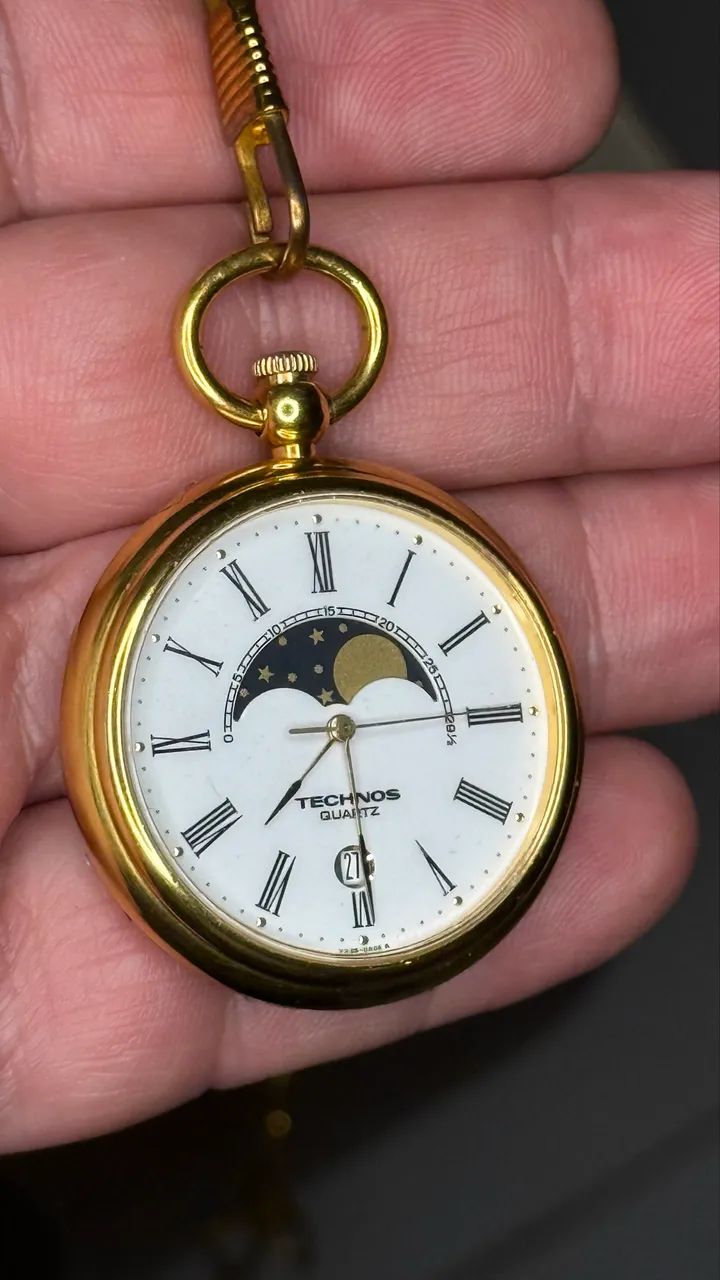 Relógio de bolso Fases da lua raroTechnos década de 80/90 - Foto 4