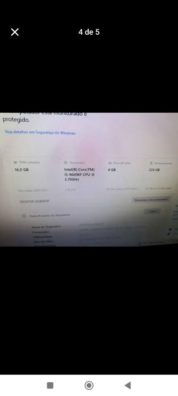 PC GAMER I5  - 9600k / 1050 TI 16GB RAM - Foto 5