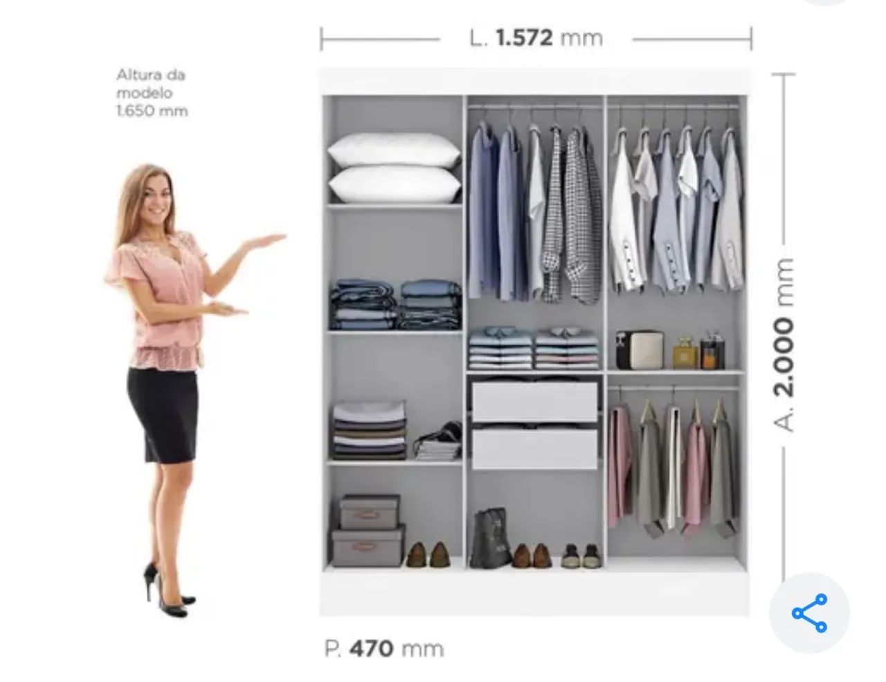 Guarda-roupa com espelho (3 portas) - Foto 3