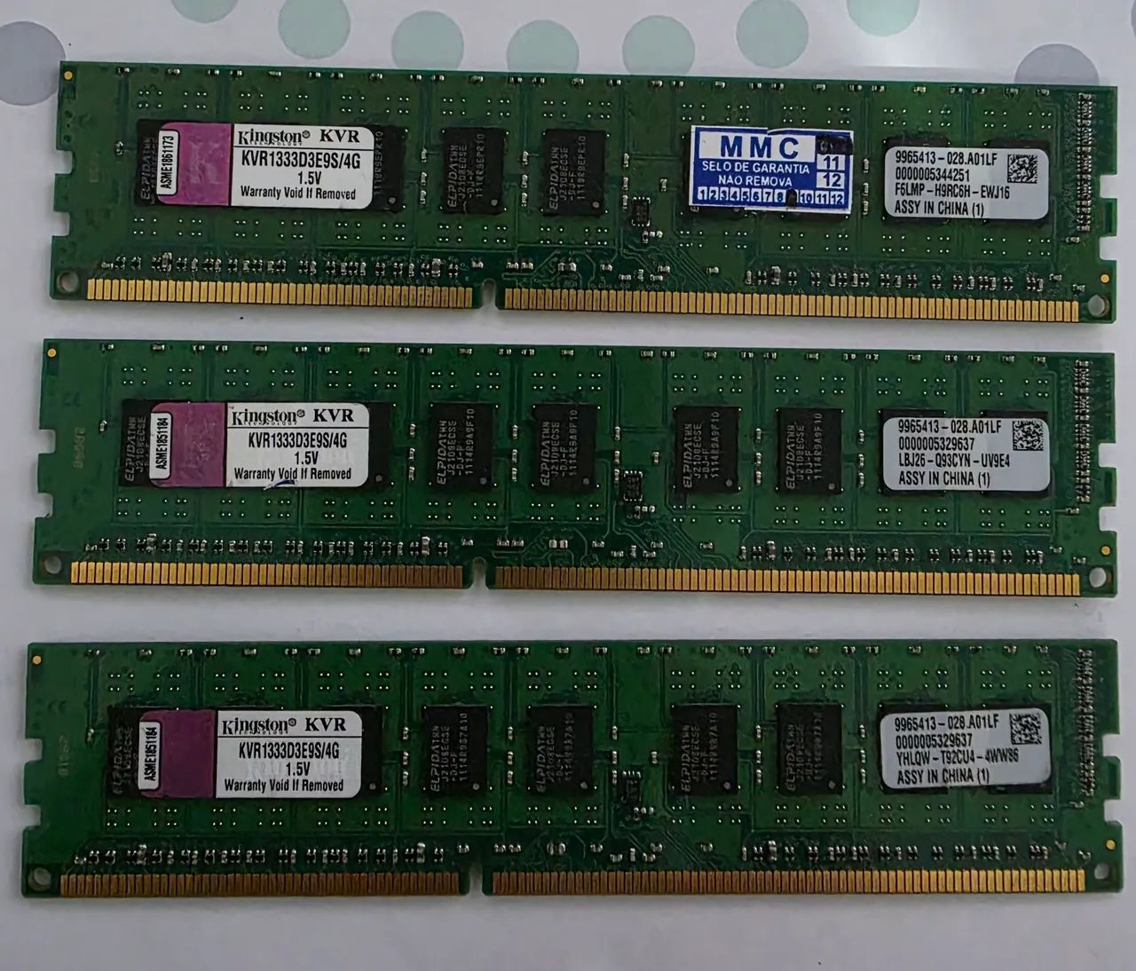 Kit Memoria Kingston 3x4GB ECC - KVR1333D3E9S/4G