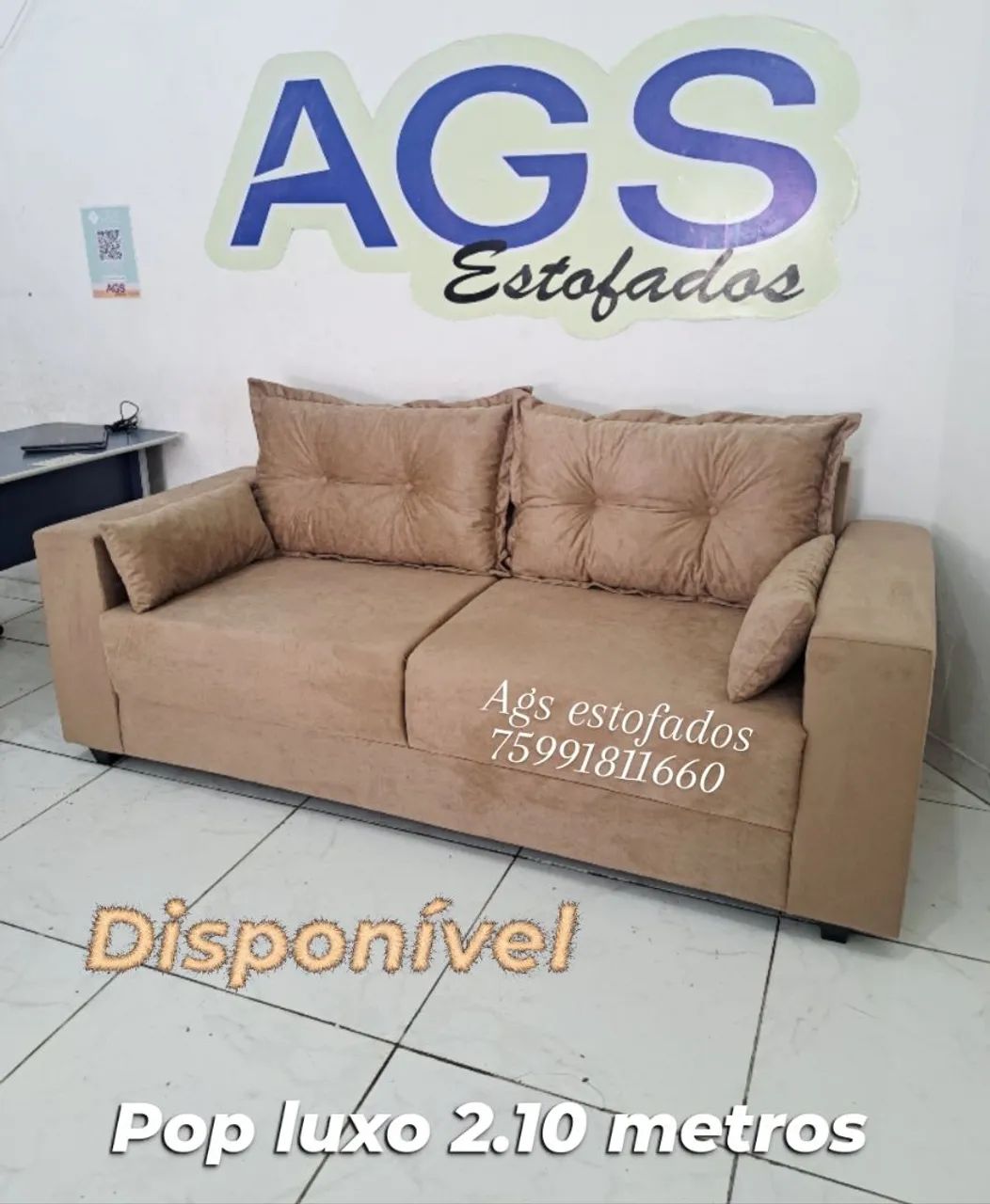 Sofá pop luxo 2.10 metros. Ags estofados *60 