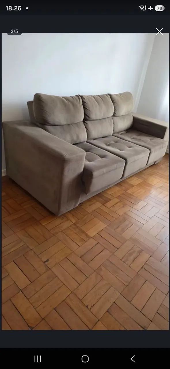 Sofa 3 lugares - Retratil - Marrom - Foto 4