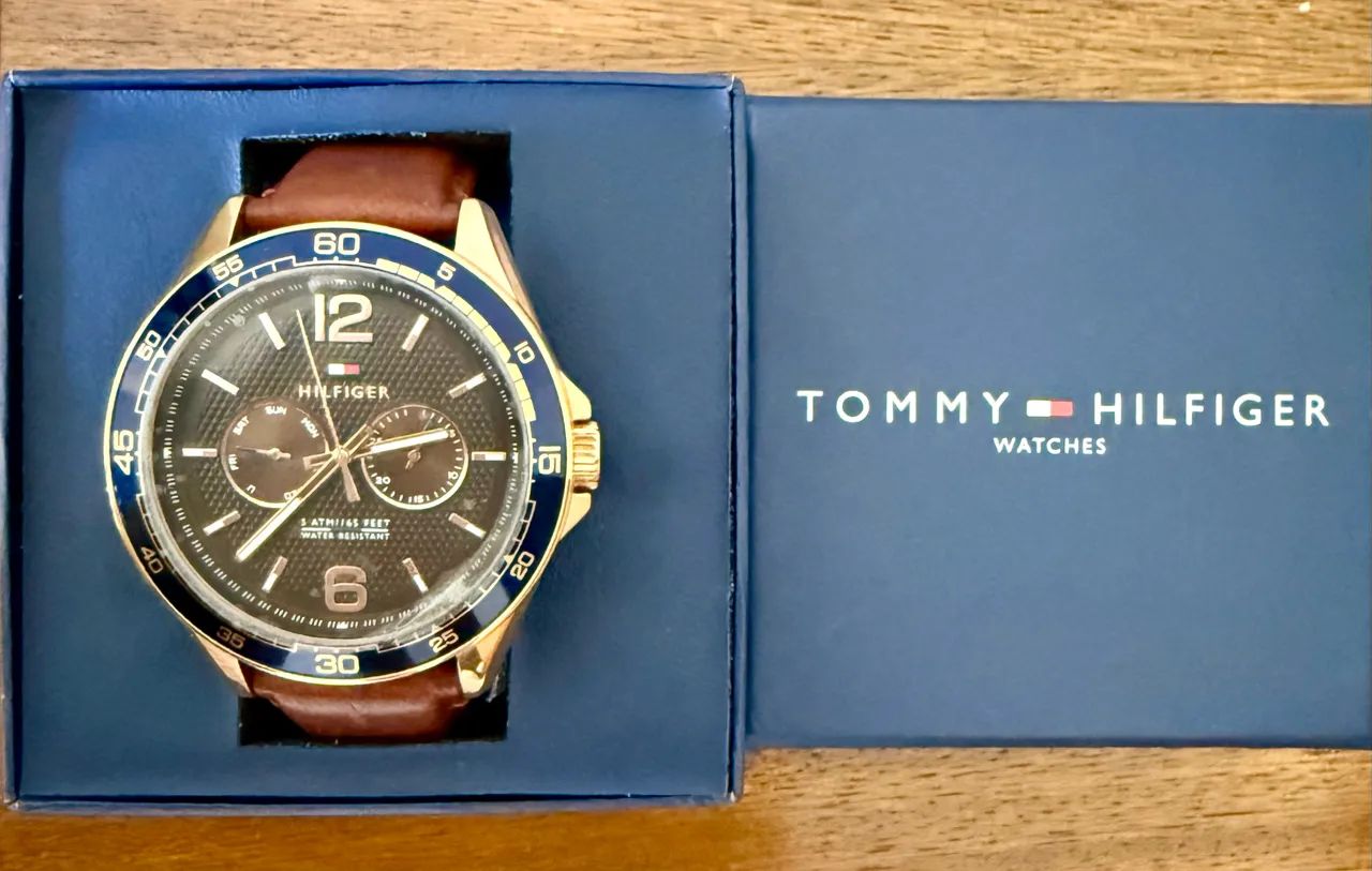 Relógio masculino Tommy Hilfiger pulseira de couro - Foto 2