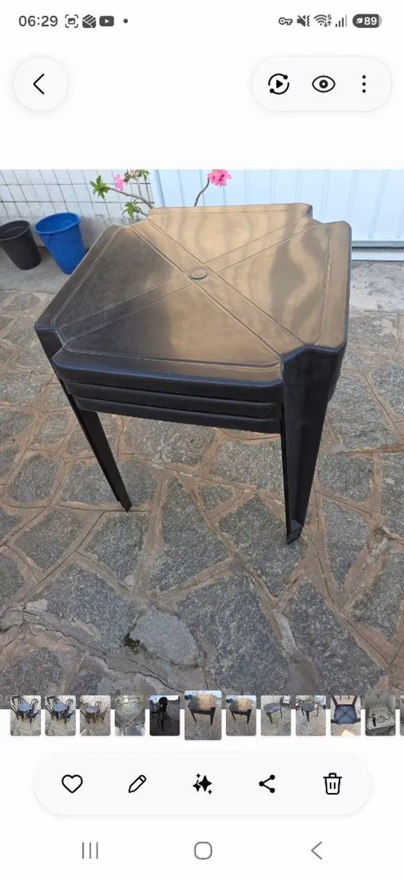 Mesa plástico cor preta três unidades 60 a unidade