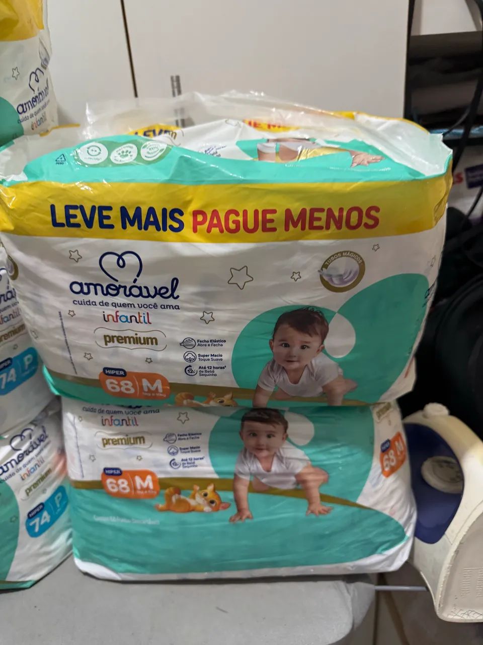 Kit 5 pacotes Fraldas P e M - Foto 3