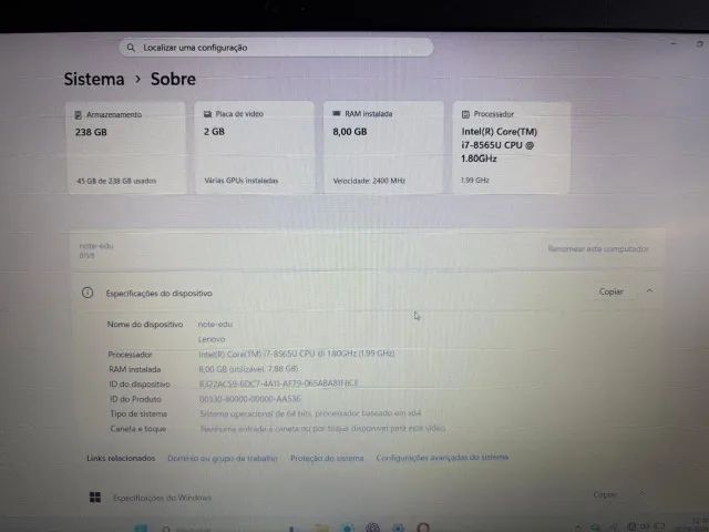 Notebook Lenovo, core i7, 8gb ram e placa de video Nvidia  - Foto 3