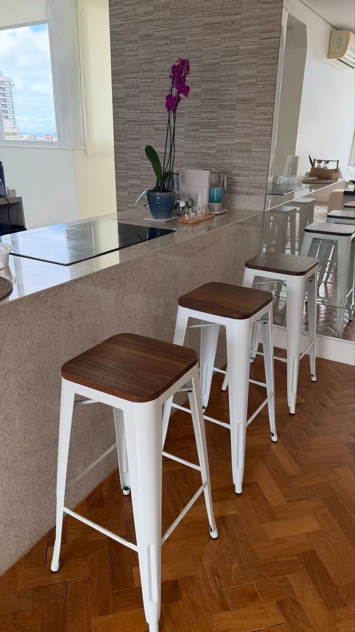 3 Banquetas altas Tolix Iron - Branca 