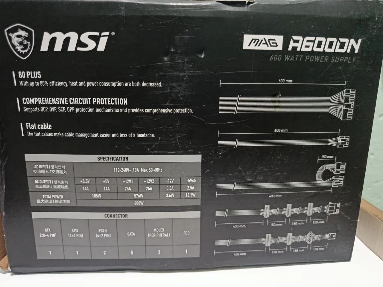 Fonte MSI 600W A600DN 80 PLUS - Foto 2