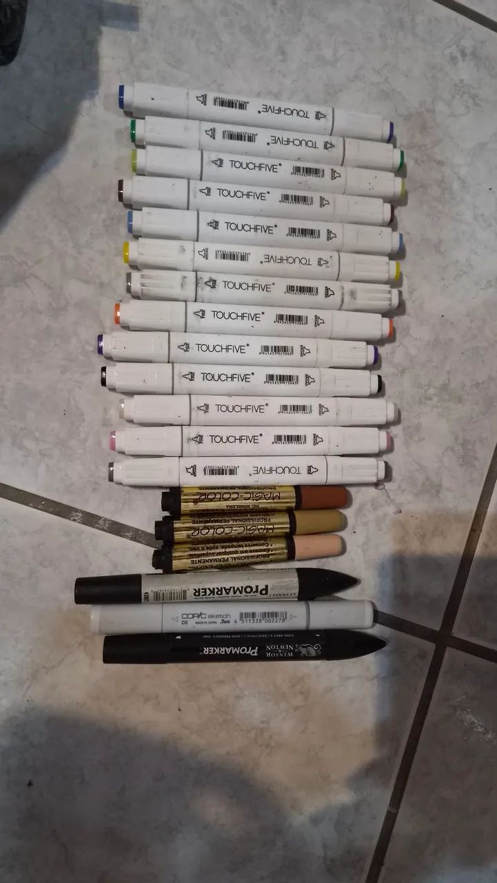 Marcadores promarker, cópia e touchfive