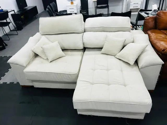 Sofá Cama Retrátil e Reclinável em Linho Atenas cor Creme - Foto 2