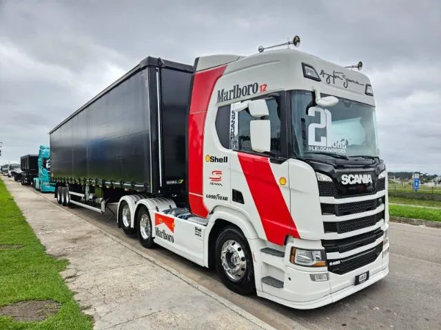 Scania R450 6x2 Ano 21 Euro 5 Automático Top + Sider Noma 30 plt 15.20 x 2.80 Sem pneus