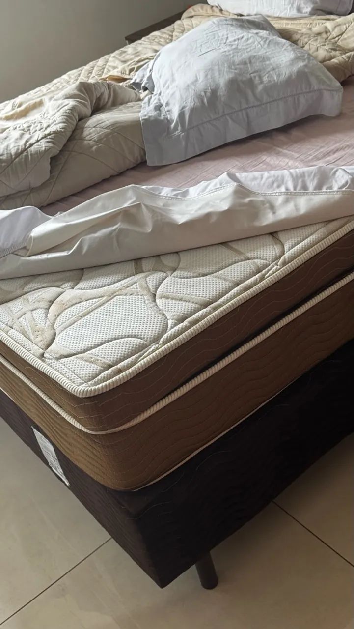 Conjunto Cama Queen Ortobom Ouro Spring + Base Box (Ótimo Estado) - Foto 5