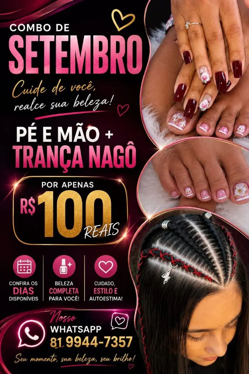 Trança nagô + pé e mão 
