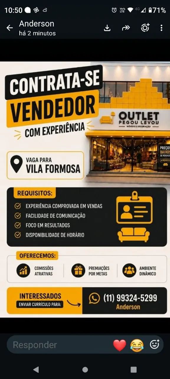 Precisa se de vendedor 