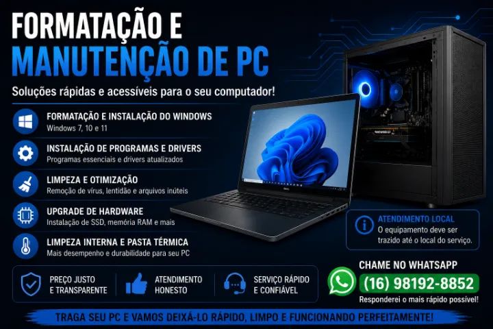 Formatação e Manutenção de PC e Notebook | Ribeirão Preto