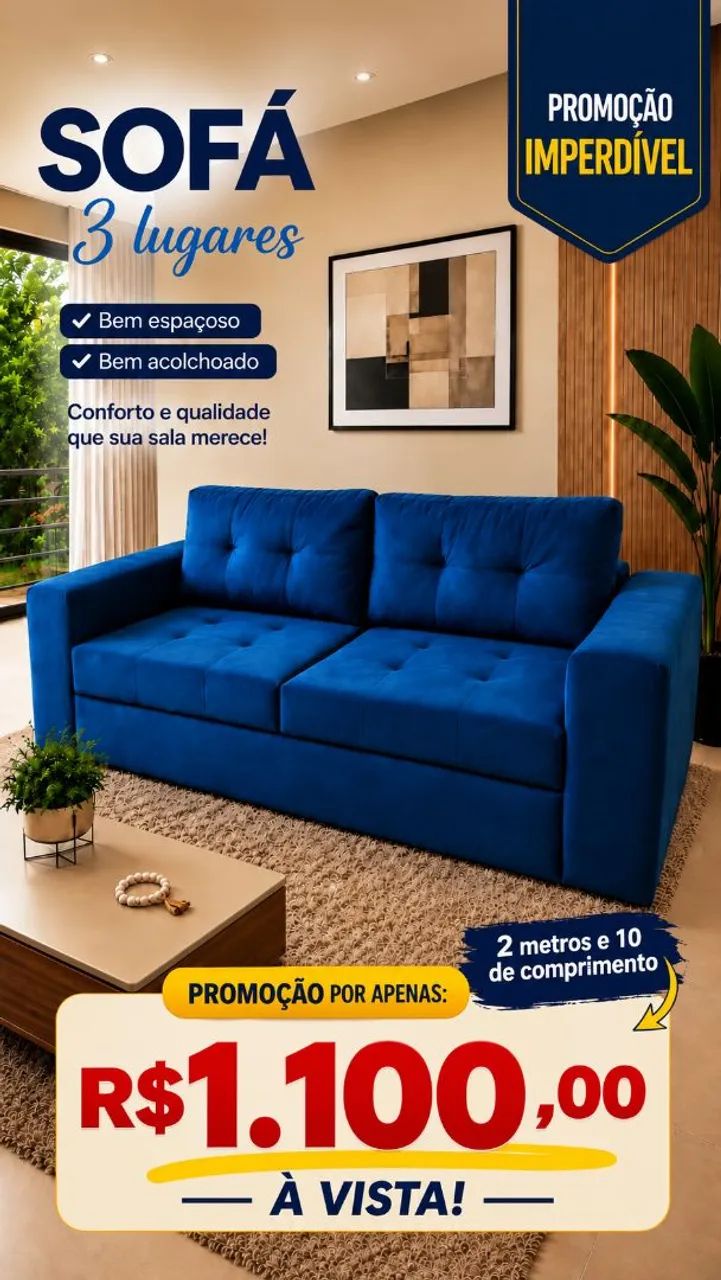 Promoção imperdível por apenas 1100 Sofá novo cabe 4 pessoas bem espaçoso todo acolchoado  - Foto 2