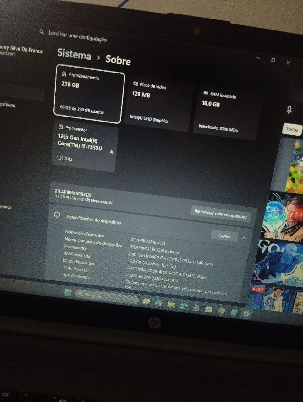 Notebook com i5 de 13° geração 