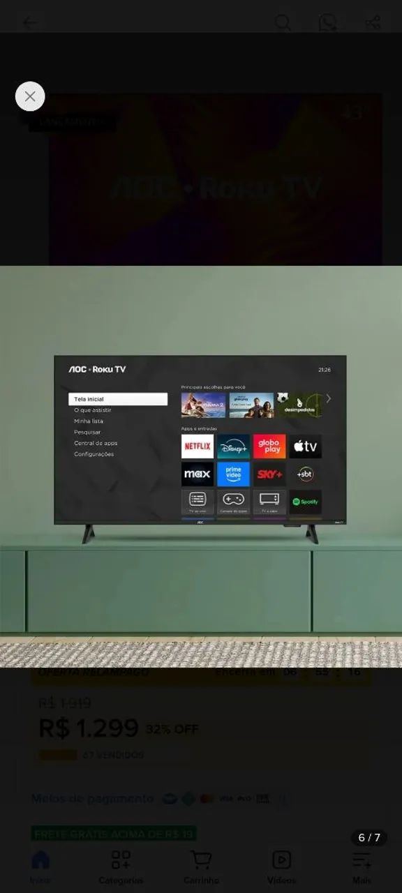 Tv oac 43 polegadas na caixa com nota fiscal 