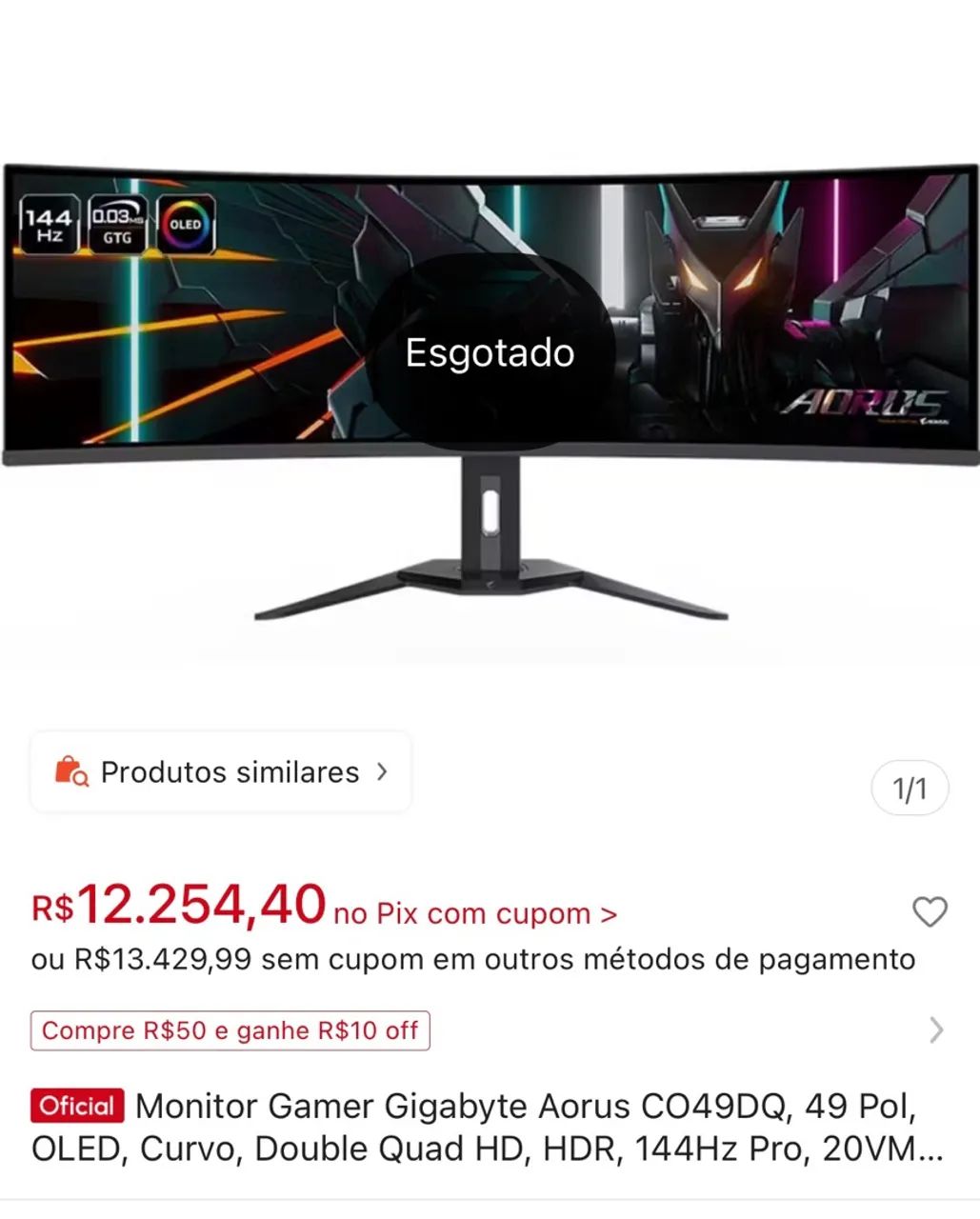 Monitor Aorus 49 polegadas curvo oled  - Foto 4