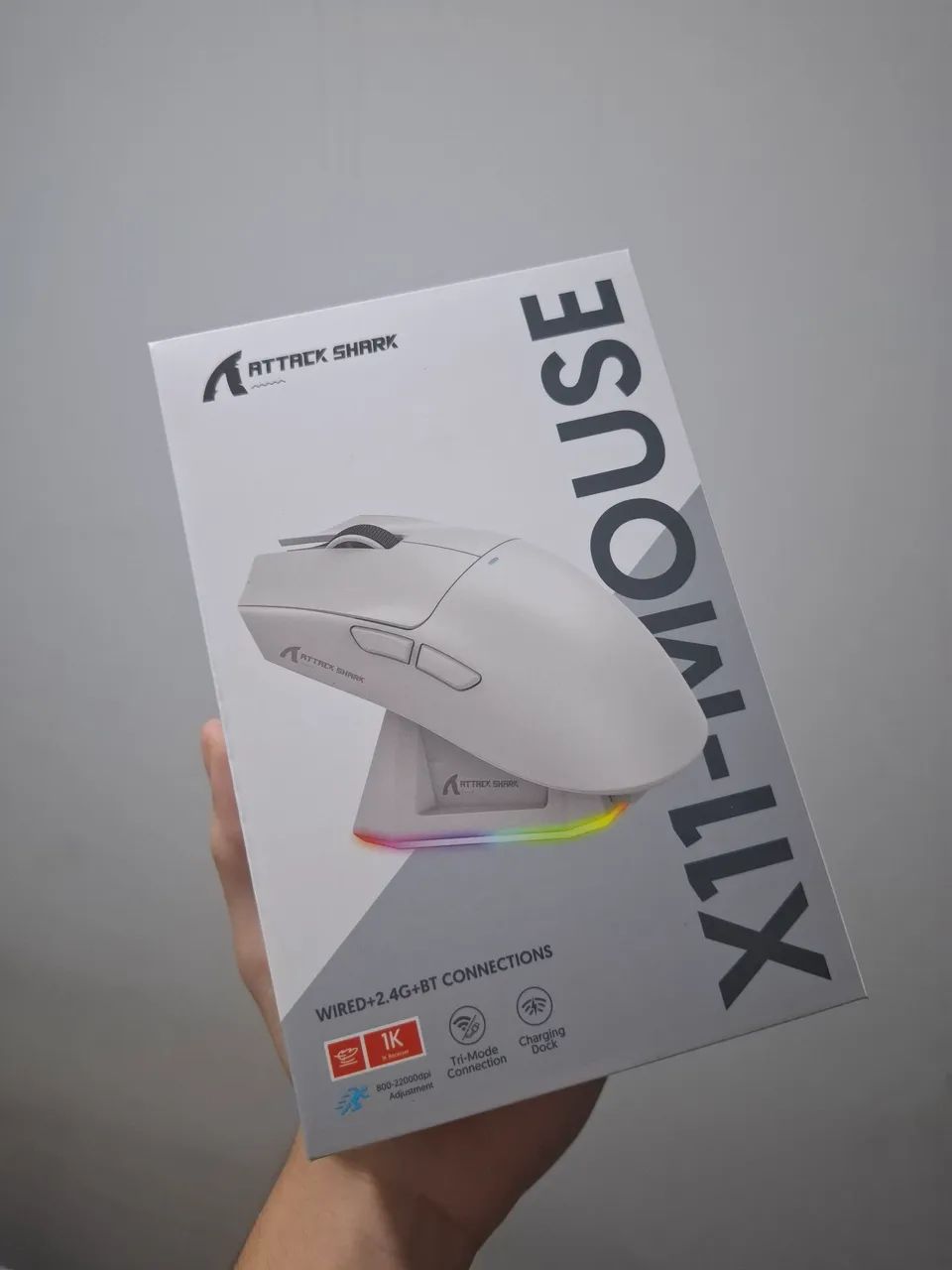 Mouse Gamer Attack Shark X11 c/Dock - Branco