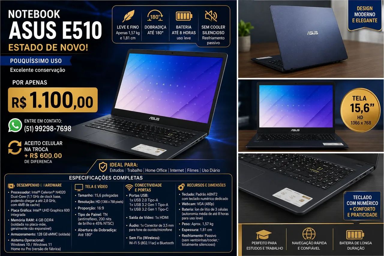 Notebook ASUS E510 - Foto 2