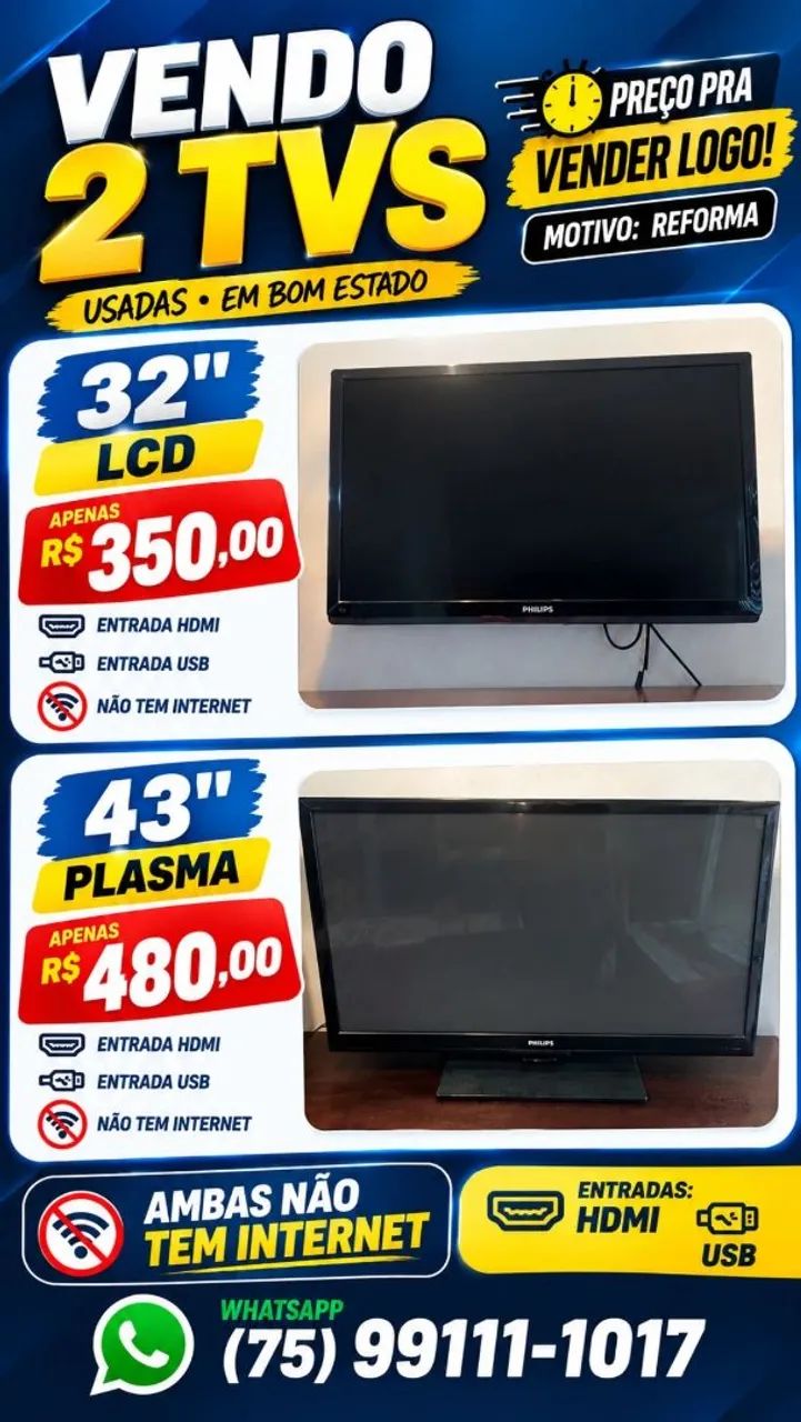 TVS DISPONÍVEIS - WHATSAPP *