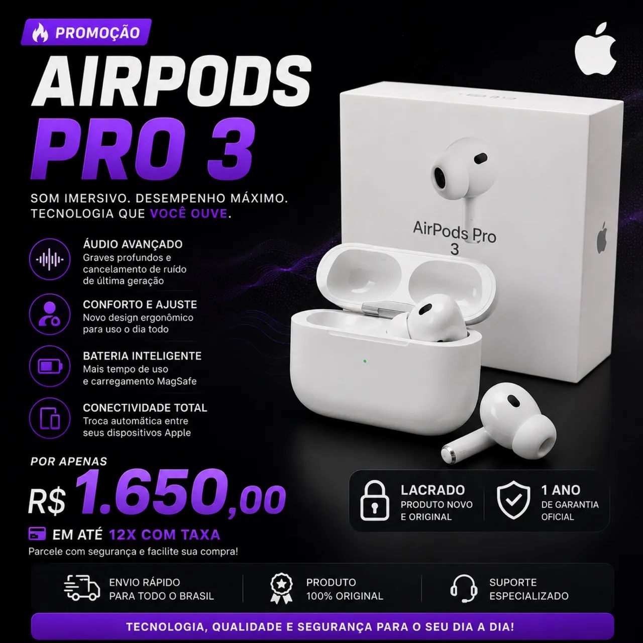 AirPods Pro 3 original lacrado - Fones de Ouvido - Zona Industrial