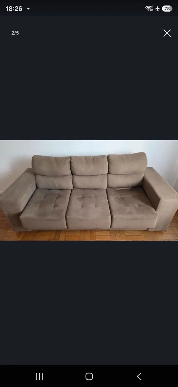 Sofa 3 lugares - Retratil - Marrom - Foto 5