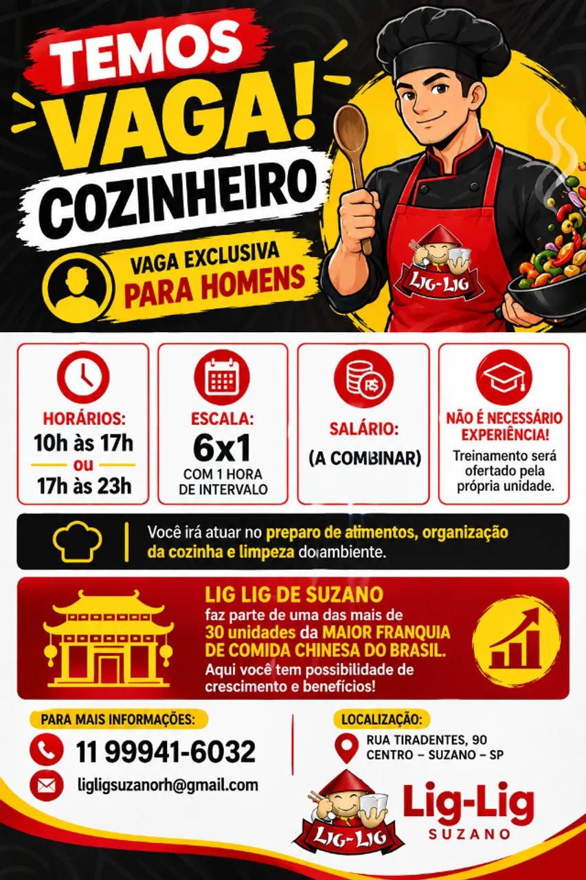 Cozinheiro - Comida Chinesa