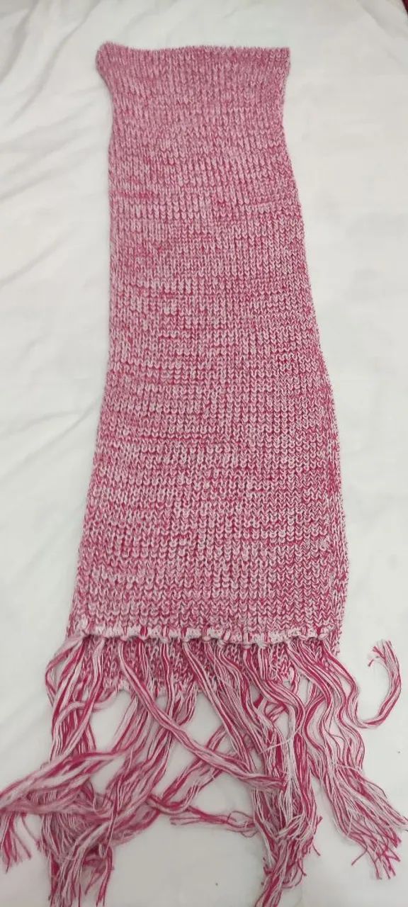 Cachecol Feminino Rosa Mesclado com Franjas - Foto 3