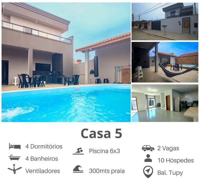 Casas Temporada Itanhaém - Piscina Aquecida, Churrasqueira,  Ar Condicionado - Foto 11